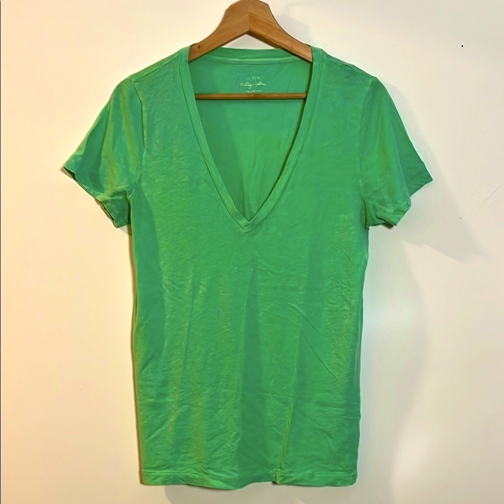 J. Crew Women's Vintage Cotton V-Neck Top - Green